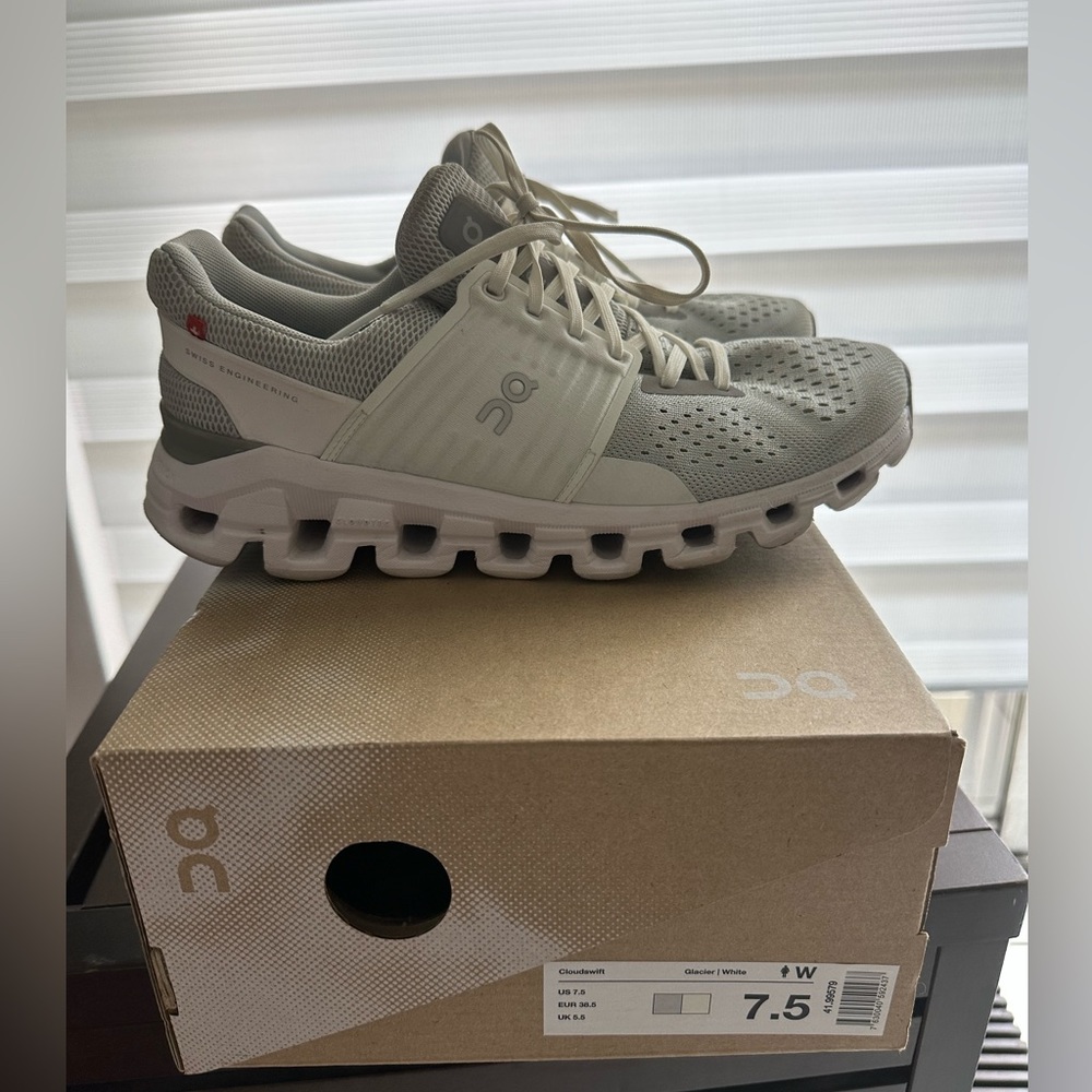 Women’s On Cloudswift Running Shoe Glacier/ White size 7.5